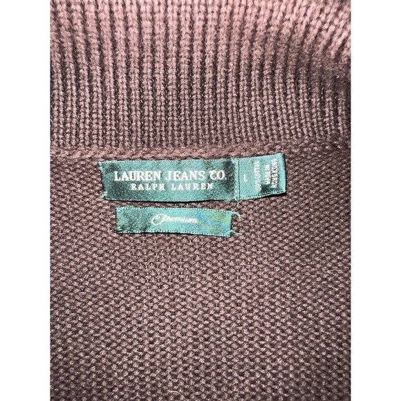 Lauren Jeans Co Ralph Lauren Sweater Shirt Top Brown Button Up Tie Waist Large - Picture 9 of 13